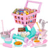 Battat Play Circle Shopping Cart & Grocery Set for Kids Toy Food