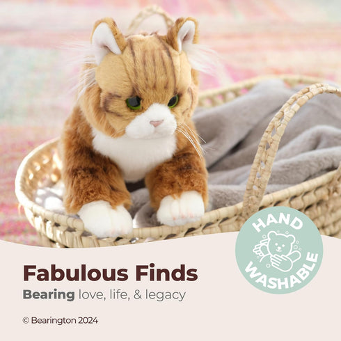 Bearington Manny The Tabby Cat Plush - 10.5 Inch Orange Cat Stuffed Animal - Long Hair Tabby Plush