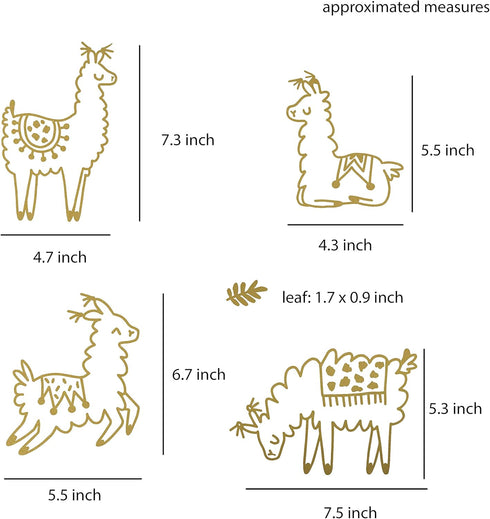 Alpaca Animal and Cactus Wall Decal | Peel and Stick for Kids, Baby Bedroom Nursery, Living Room | 50 pcs Vinyl
