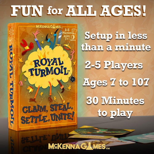 Royal Turmoil New Wildly Fun Card Game for Kids 8-12, for Kids and Adults, Family Game and Learning Game for Family Night with Fast Setup and Fun Play