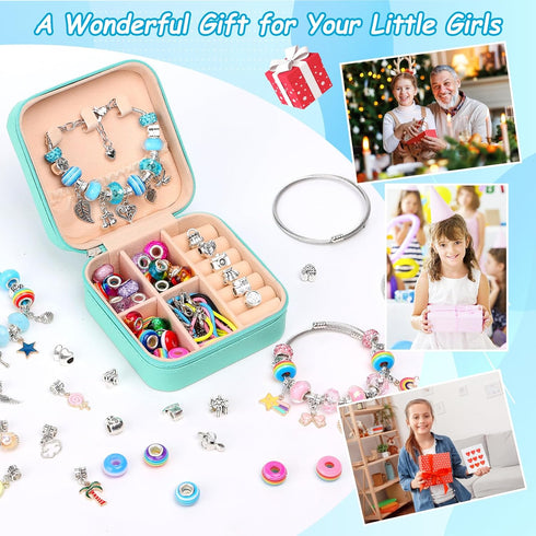 Charm Bracelet Making Kit for Girls - Kids Jewelry Gift Box for Personalized Arts Crafts