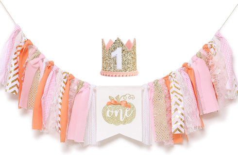 Pumpkin Banner for 1st Birthday - Highchair Banner for First Birthday Theme