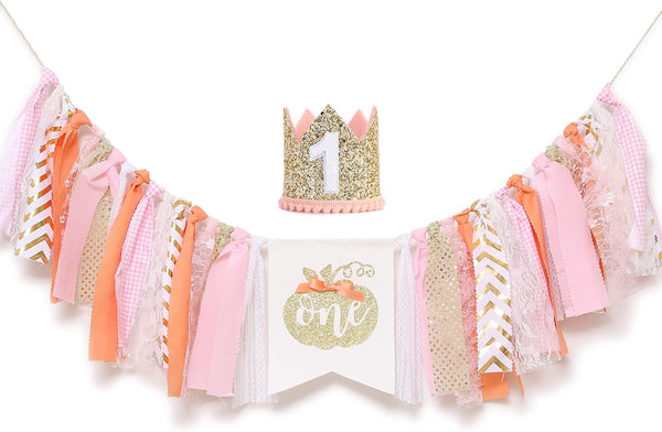 Pumpkin Banner for 1st Birthday - Highchair Banner for First Birthday Theme
