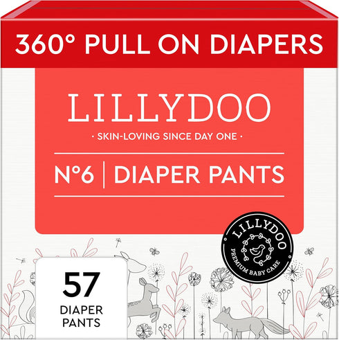 LILLYDOO Diaper Pants Toddlers - Size 6 (29+ lbs), Half-Monthly Supply (57