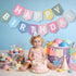 1st DCJHFJ Pastel Macaron Rainbow High Chair Banner Felt Happy Birthday Banner Pre-Strung Birthday Party Decorations