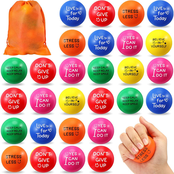 60 Pieces Motivational Stress Balls 1.97 Inch Inspirational Colorful Foam Balls for Kids Adults Anxiety Relief