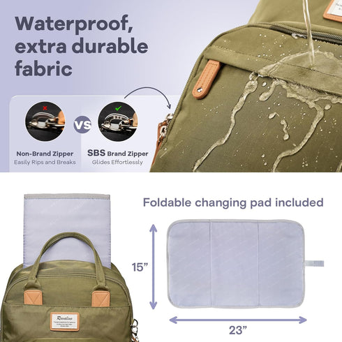 Backpack Pack RUVALINO Diaper Bag - Multifunction Travel Back Maternity Baby Changing Bags, Diaper Changing Totes