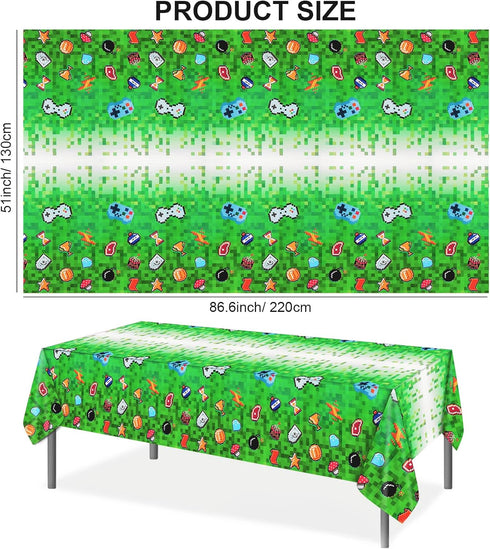 Pixel Miner Game Tablecloth for Party, 3 Pack Videogame-Themed Table Covers, 51 x 87 Inch for Kids Birthday
