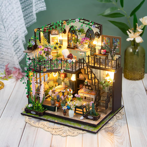 PANZIYU DIY Miniature House Kit, Fairy Dollhouse for Adults to Bulid,Tiny Home Making Kit with Wooden Furniture