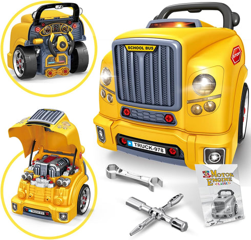 MOBIUS Toys Motor Engine Playset - Large Truck Mechanic Build & Repair