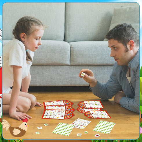 Liliful 35 Pcs Farm Party Bingo Game, Barnyard Birthday Bingo Cards for Kids, Adults, and Family Activities