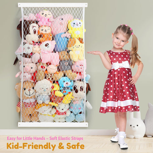VOMELON Stuffed Animal Storage Holder, Elastic Stuffed Animal Net,Door/ Wall Mount Length Adjustable Hanging Stuffed