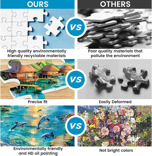 300 Piece Puzzles for Adults, Large Piece Jigsaw Dolphin Puzzles, Recycled Cardboard Paper Games for Kids Adults