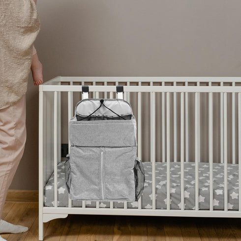 Toddmomy Gray Multifunctional Diaper Organizer for Crib and Nursery Essentials