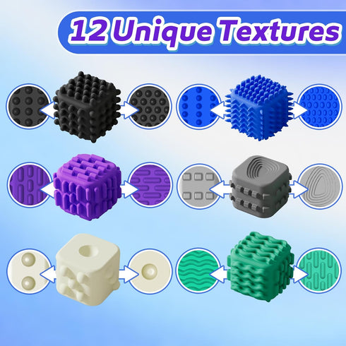 Fidget Cube Toys Adults Textured Silicone Sensory Worry Stones for Autism ADHD Kids Teen Mini Office Desk Quiet Fidgets