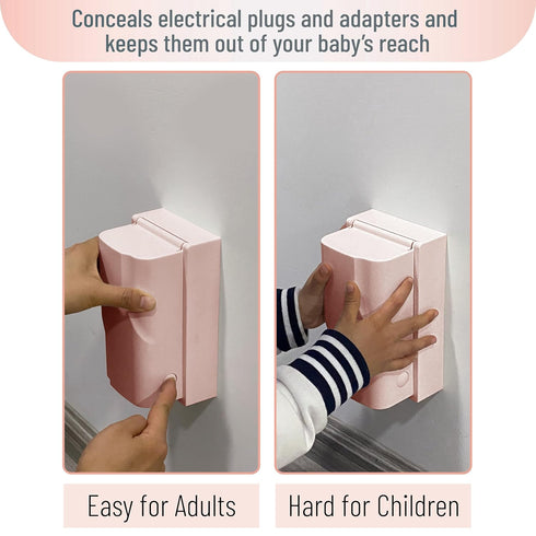 Bates Baby Safety Outlet Cover Box, Pink Plug Covers for Baby Proofing, Socket Covers for Child Safety