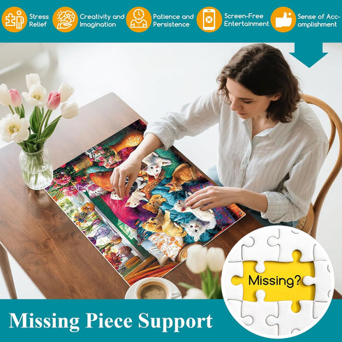 VoYouTwo 300 8-10 10-12,Funny Nights,20.5x15 Piece Puzzles for Adults, Dogs Kittens on The Sofa at Play Puzzle