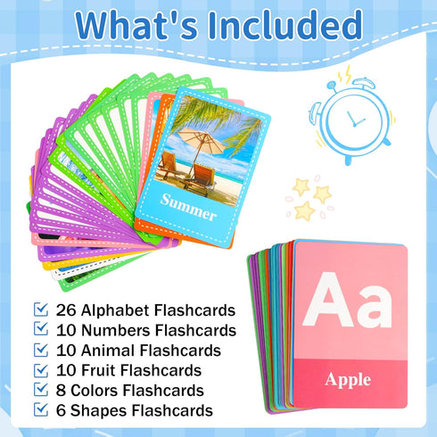 Sticeard 1-3, Activities,60 Flash Cards for Toddlers Alphabet ABC Flash Cards,Letter Number Animal Shape Color, First