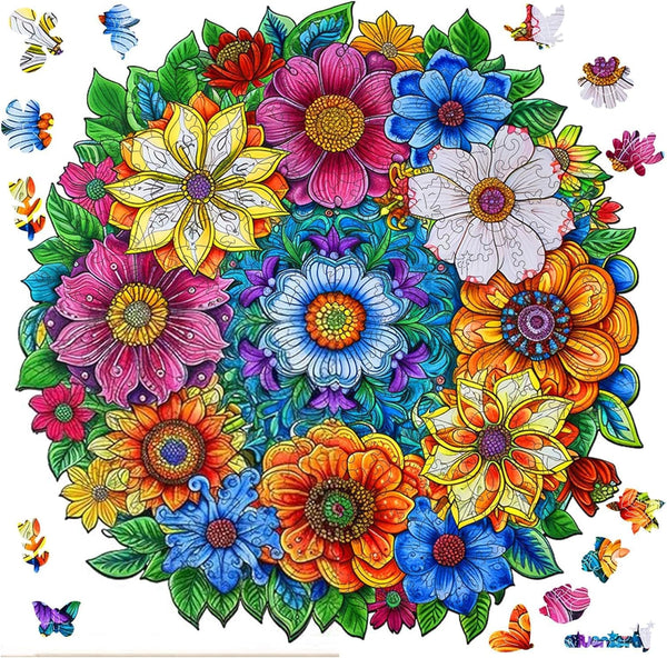 Qiuenisray Mother's Day Wooden Puzzles for Adults 200 Pieces, Spring Flower Jigsaw