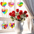 Ayhuhra 30 Sets Valentines Heart Suncatchers for Windows Glow in The Dark Valentines DIY Window Paint Art Suncatchers