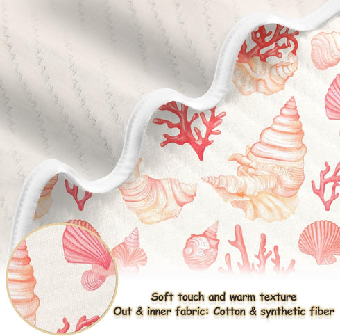 KICPOAY Coral Seashell Light Pink Baby Swaddle Blanket for Boys and Girls, Muslin Baby Receiving Swaddle Blanket, Soft