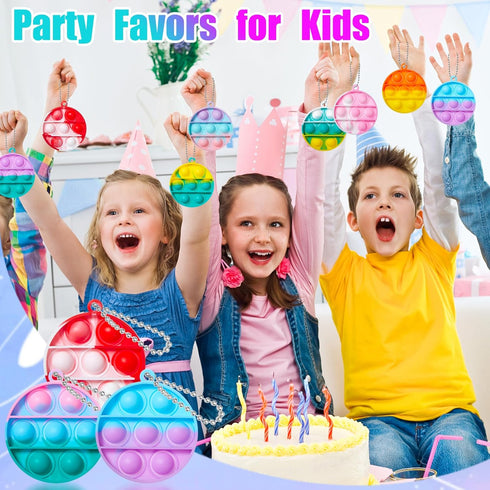 24PCS TOANWOD Pop Fidget Toys Party Favors for Kids: Goodie Bags Stuffers Stocking Stuffers - Bulk Pop Keychain