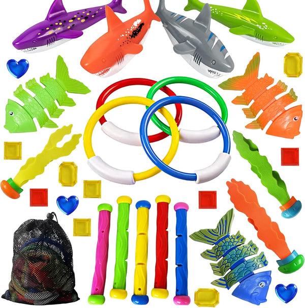 Jasonwell Pool Diving Toys - 31 PCS Swimming Pool Toys for Kids and Teens, Fun Water Swim Toys for Boys and Girls