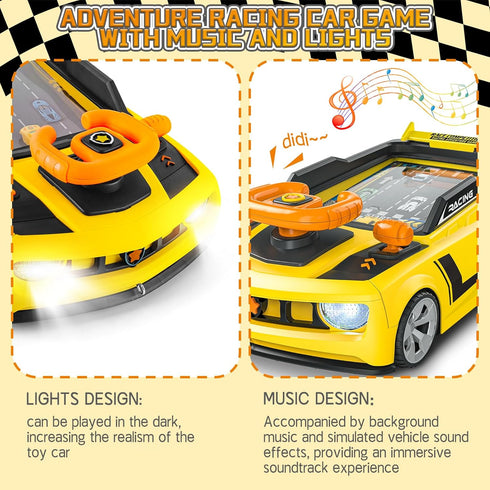 3 4 5 6 7 8 deAO Racing Adventure Car Steering Wheel Toy with Music and Light, Kids Simulation Driving Racing Car