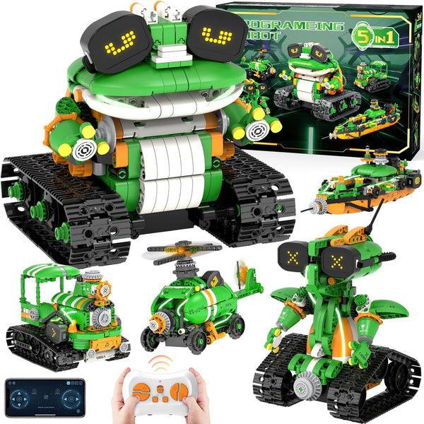 GLUISEUR STEM Robot Building Toys for Kids 6-12, 5in1 App & Remote Control