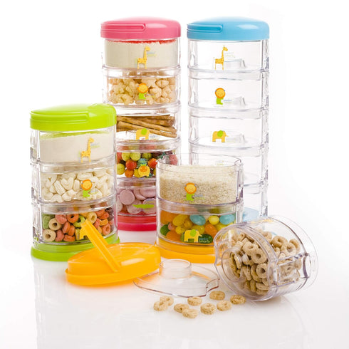 Packin' 5 Innobaby Smart Stackable and Portable Storage System for Formula, Baby Snacks and More. Stackable Cups