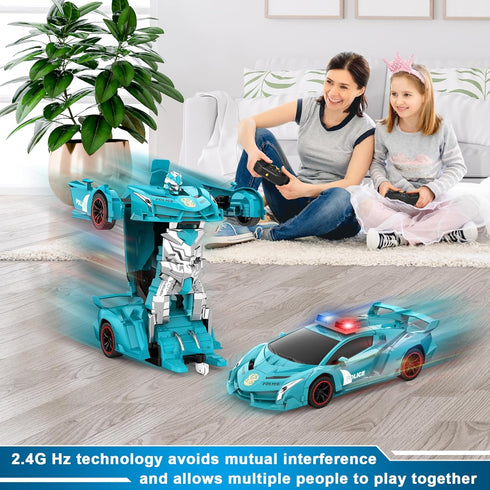 FDJ Remote Control Car - 2 in 1 Transforming Car Robot, One Button Deformation to Robot, 1:18 Scale, 360 Degree