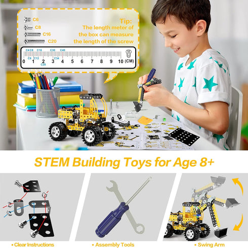 Lucky Doug Stem Building Projects Toys for Kids Boys 8 9 10 11 12 Year Old, Metal Building Construction Model kit, Building Blocks DIY Toys