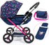 Bayer Design Dolls Pram Cosy - Blue, Pink, Hearts, Includes Blanket & Shoulder Bag, Fits Dolls Up to 18"