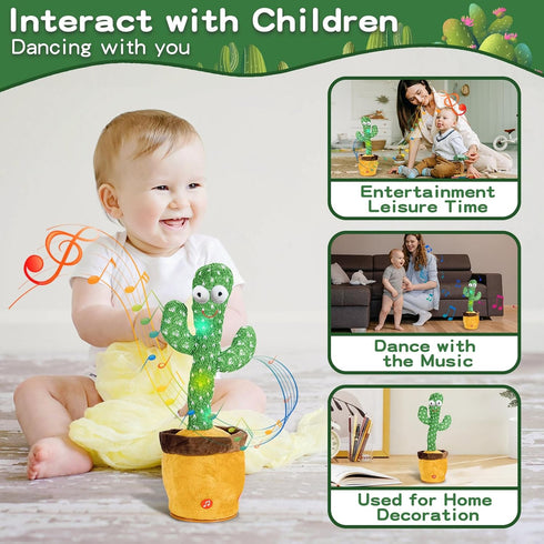 Dancing Talking Cactus Baby Toys, Singing Mimicking Recording Toys with 120 English Songs, Musical Gifts