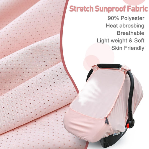 Summer/Autumn Baby Car Seat Cover,Sunproof Car Seat Canopy for Babies, Extra Large Mesh Window Baby Car Seat Sun Shade