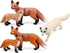 UANDME Fox Toy Figures Set - Includes Arctic Fox & Red Foxes Figurines Cake Toppers (5 Foxes)