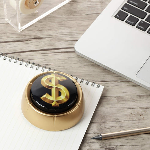Cash Register Sound Button, Extra Loud Cha-Ching Money Noise, Shiny Gold Color Bling Base, Batteries Included