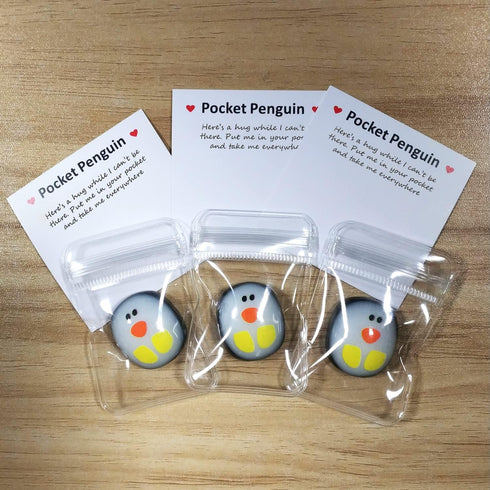 A Little Pocket Penguin Hug, Mini Cute Animal Decoration, Stress Relief Toy with Card, Unique 2025 Gifts for Teens
