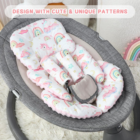 3D Pea Pod Infant Car Seat Insert with Strap Covers, All in One Reversible Baby Car Seat Head Support for Newborn, Soft