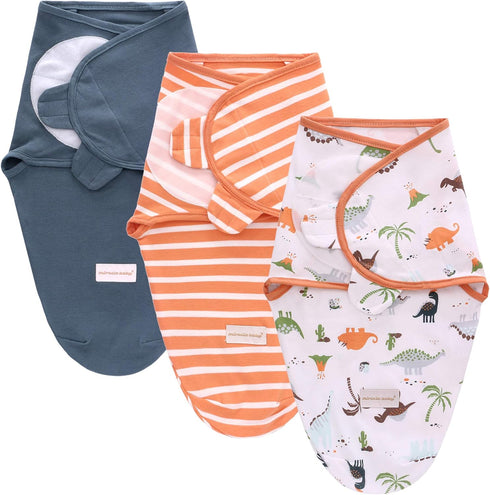 Miracle Baby 3-Pack Baby Swaddle Sleep Sacks, Newborn Blanket Wrap Adjustable Breathable Soft Cotton