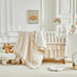 3 Set Pieces Tufted Crib Bedding with Ruffle Fringe, Beige Ruffled Comforter with Fitted Sheet and Bed Skirt , Soft