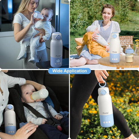 Travel,12.5oz Formula,Breastmilk,Water,3 Portable Bottle Warmer for Cordless Baby Milk Warmer on The go for Mins Fast