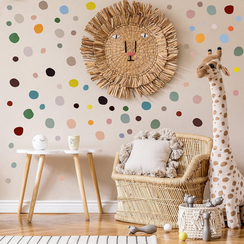 Epakh 296 Pcs Polka Dots Wall Decal, Colorful Boho Rainbow Kids Playroom Decor, Peel and Stick Modern Sticker