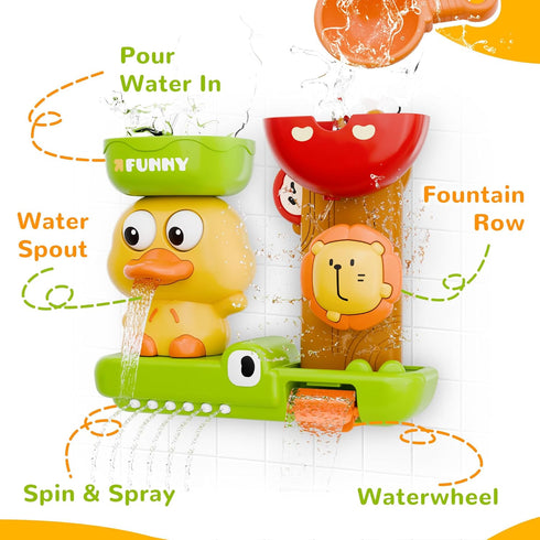 1-3, Playset, Summer 18 24 2-4, 3-5 iPlay, iLearn Bath Toy for Toddlers Baby Waterfall Duck Bathtub Toy W/ Suction Cup