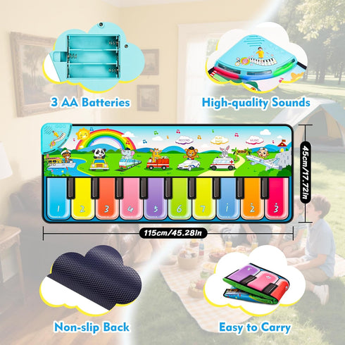 1-3, 1 2 7 7 10 FUCEORUY Piano Mat Musical Toys for Toddlers Sensory Learning Toy Floor Piano Playmat Toys for Year Old