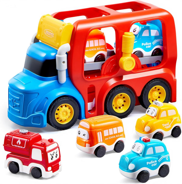 Vroomix JOVA Toddler Truck Toys for Age 2-4, Carrier Transport Trucks for
