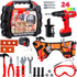 JOYIN 24Pcs Kid Tool Set, Pretend Play Toddler Tool Toy with Electric Toy Drill in Carry Case