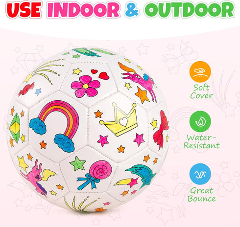 3 3 4 5 6-8 Paint Your Own Soccer Ball with Markers, Toddler Arts and Crafts Kits Soccer Gifts for Girls Boys, Size