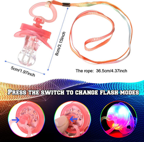 YOFOBU Halloween,Christmas,Birthday(6 LED Pacificers LED Light Up Pacifiers Necklace Flashing Pacifiers Whistles LED