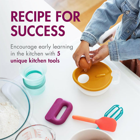 Set 5 3+ Boon Intro Toddler Food Prep - Kids' Kitchen Tools - Unique Toddler Kitchen Accessories Includes Spatula, Egg